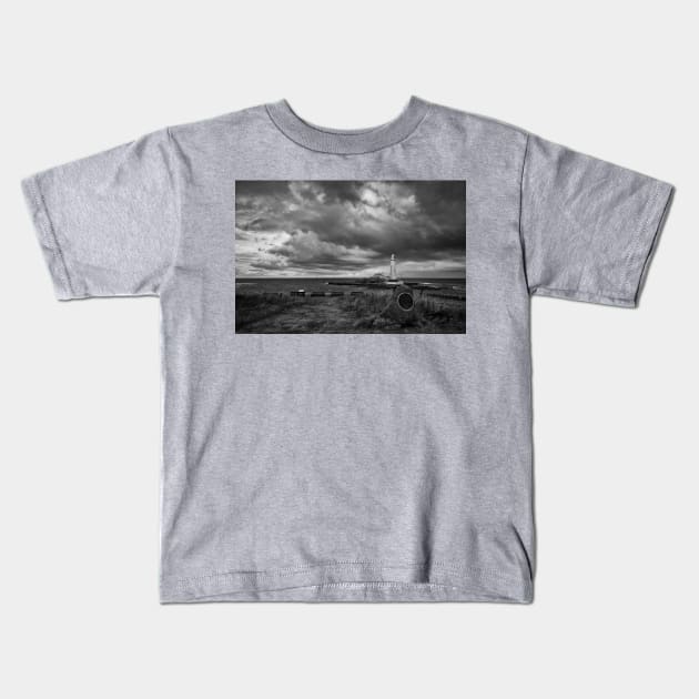 Monochrome St Mary's Island Kids T-Shirt by Violaman